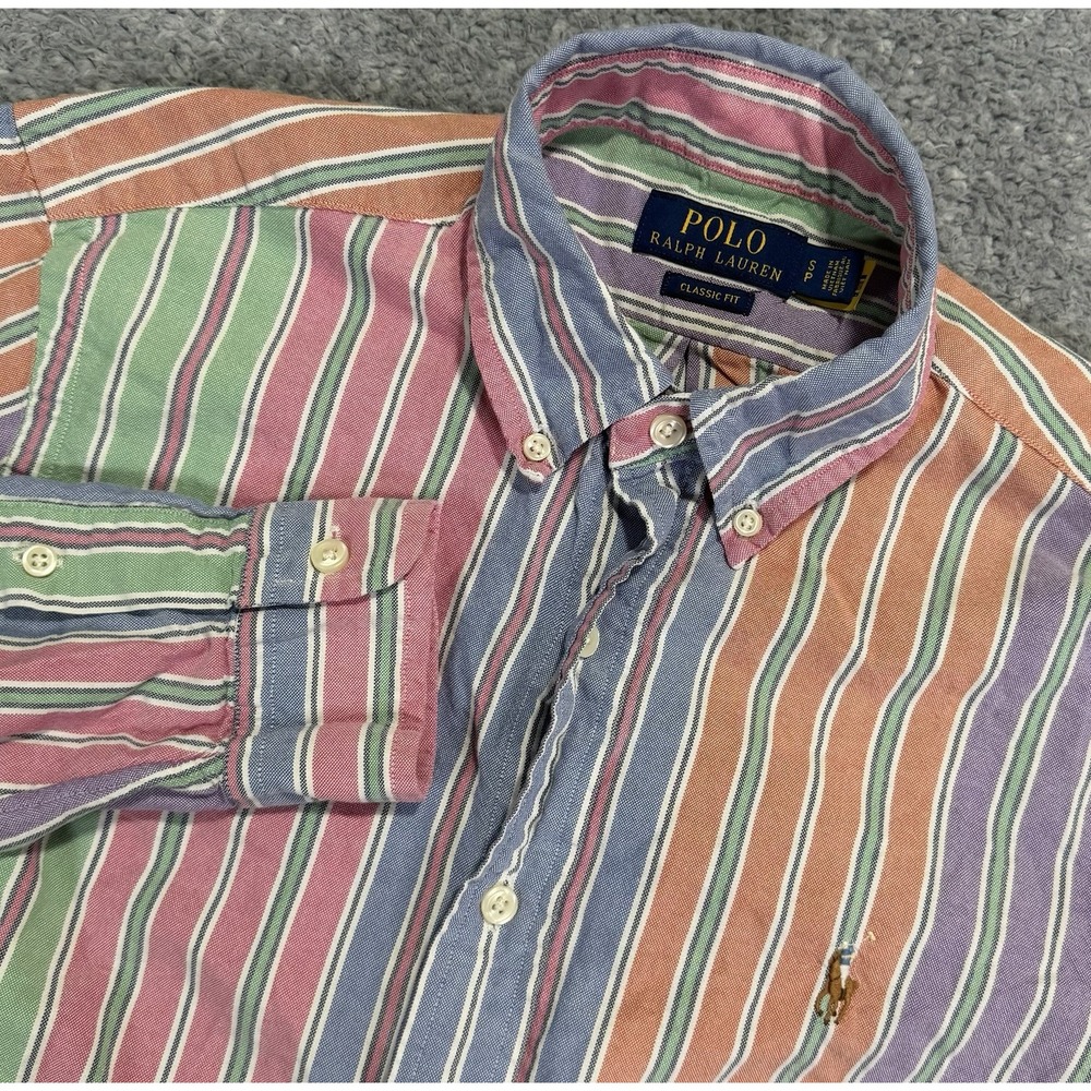 Polo Ralph Lauren Fun Shirt Oxford Men Small Classic Fit Colorful Striped Preppy